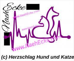 Aufkleber Hund und Katze mit Herzschlag