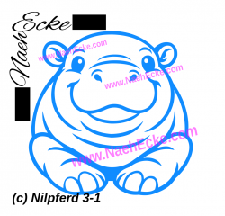 Aufkleber Nilpferd 3-15