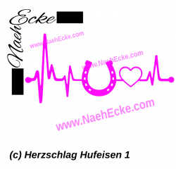 Aufkleber Hufeisen mit Herzschlag 1