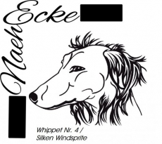 Aufkleber Whippet 4 Langhaar / Silken Windsprite