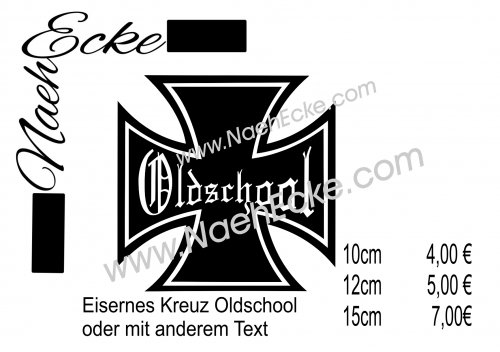 Aufkleber Eisernes Kreuz mit Schriftzug Oldschool - Paw-Sticker