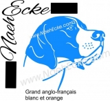 Aufkleber Großer Anglo-Französischer Weiß-Oranger Laufhund 